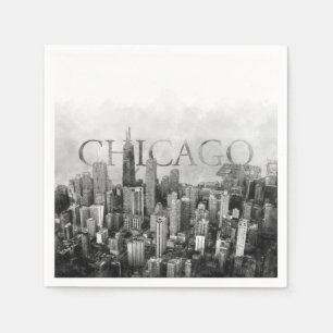 Serviette En Papier Sketch de Chicago Skyline