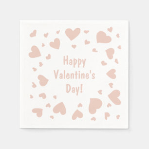 Serviette En Papier Skewampus Doodled Peach Hearts Saint-Valentin