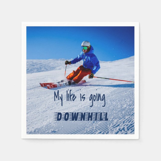 Serviette En Papier Ski de descente Funny Motivational Ski de neige (Devant)