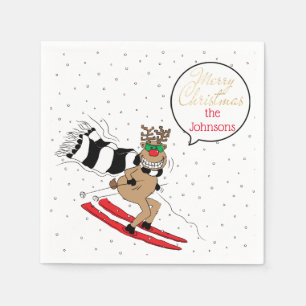 Serviette En Papier Ski de neige pour rennes de Noël