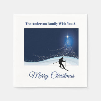 Serviette En Papier Ski run winter snow Christmas holiday festivities
