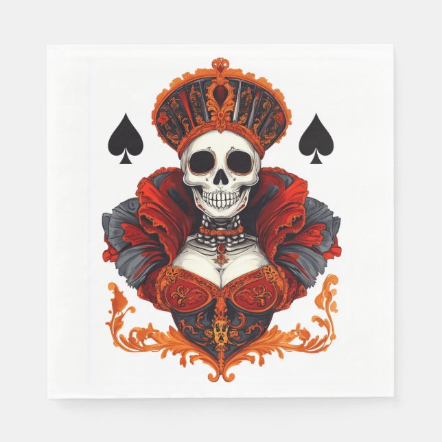 Serviette En Papier Skull Queen of Spades (Devant)