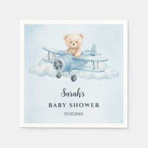 Serviette En Papier Sky Adventure Cute Teddy Bear Baby shower pilote