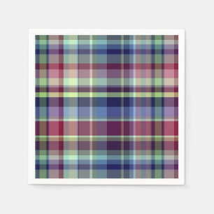 Serviette En Papier Sky Blue Navy Bourgogne Pistach Preppy Madras Plai