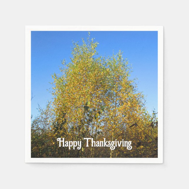 Serviette En Papier Sky Dancing Autumn Leaves - Custom Thankgiving (Devant)