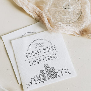 Serviette En Papier Skyline Detroit Deco Mariage, événement Napkins