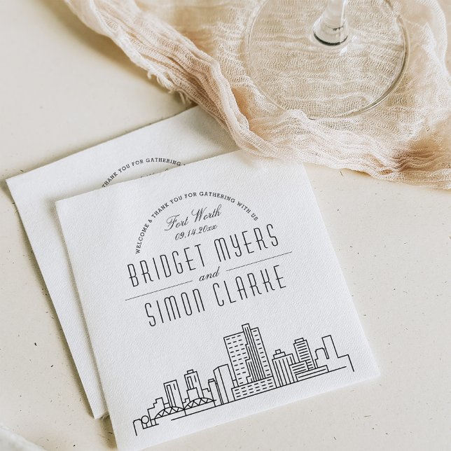 Serviette En Papier Skyline Fort Worth Deco | Mariage, événement Napki (Créateur téléchargé)