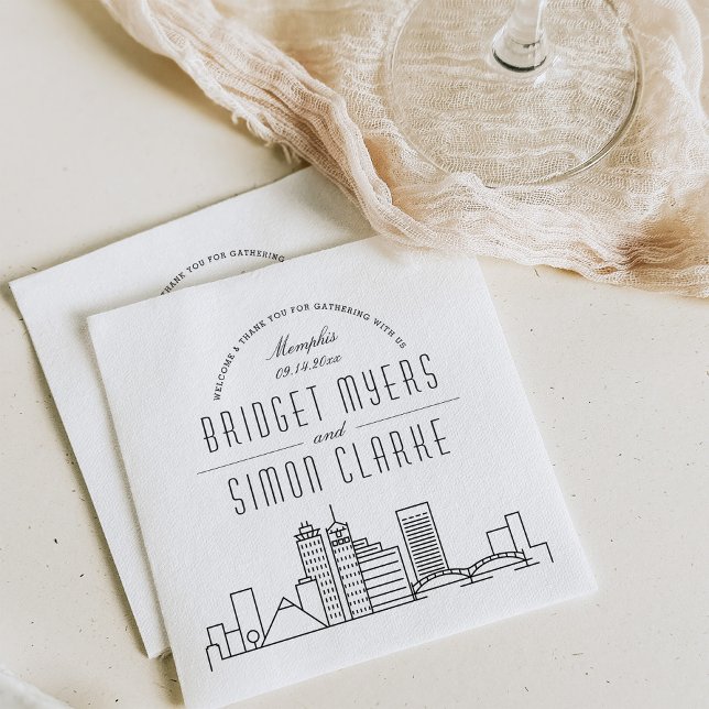 Serviette En Papier Skyline Memphis Deco | Mariage, événement Napkins (Créateur téléchargé)