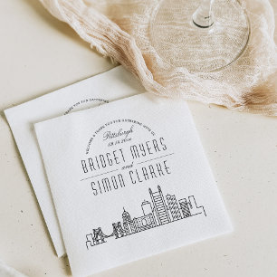 Serviette En Papier Skyline Pittsburgh Deco Mariage Événement Napkin