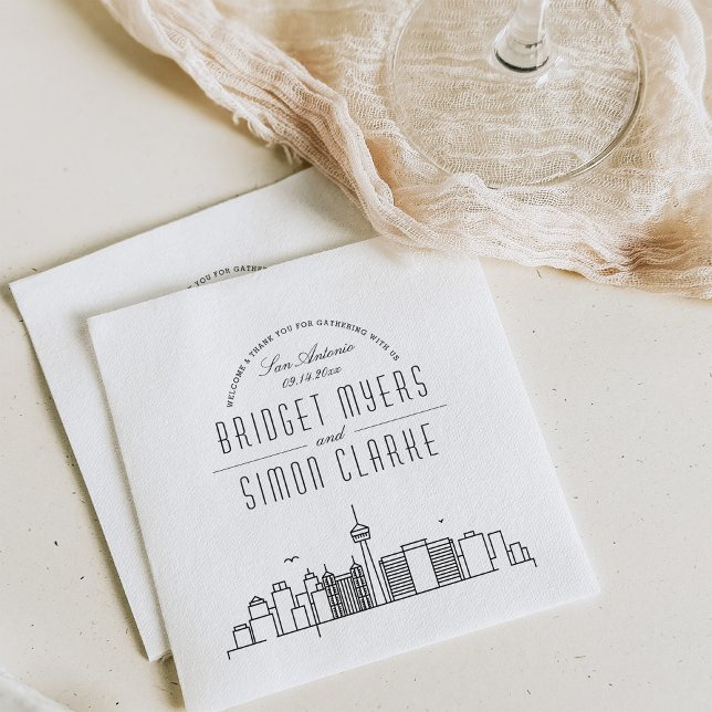 Serviette En Papier Skyline San Antonio Deco | Mariage Événement Napki (Créateur téléchargé)