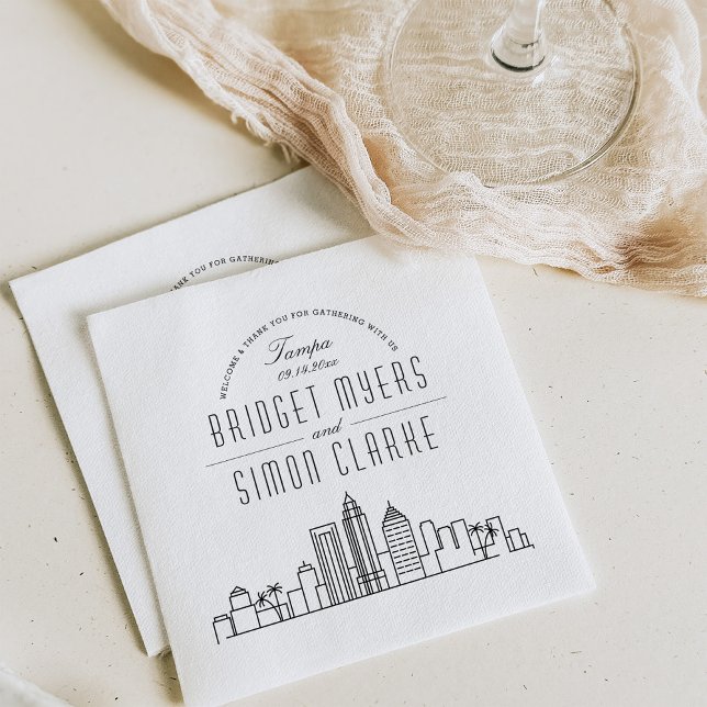 Serviette En Papier Skyline Tampa Deco | Événement Mariage (Créateur téléchargé)