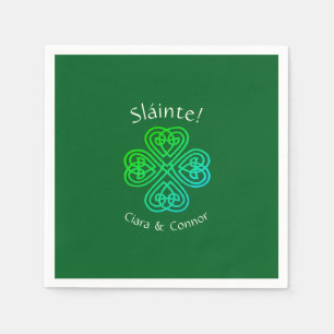 Serviette En Papier Sláinte Green Celtic Irish Shamrock Nom