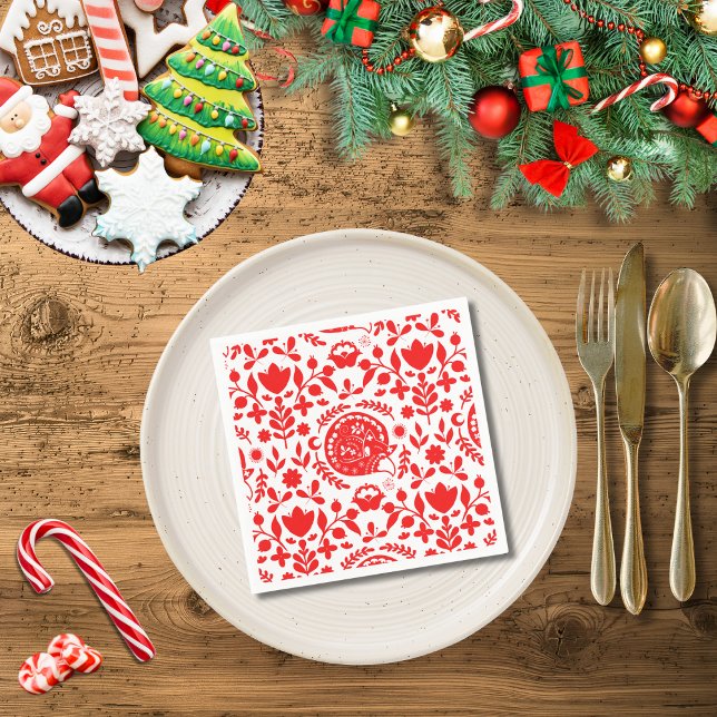 Serviette En Papier Sleeping Fox Folk Art (Créateur téléchargé)