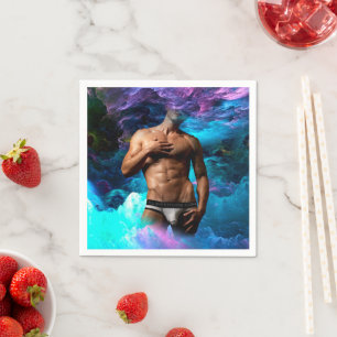 Serviette En Papier SlipperyJoe homme musclé sous-vêtements bulle dyna