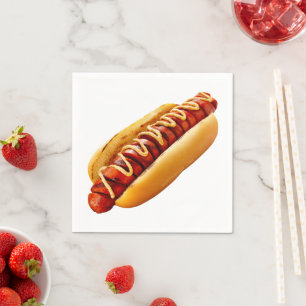 Serviette En Papier SlipperyJoe's hot dog ambiance estivale BBQ niché