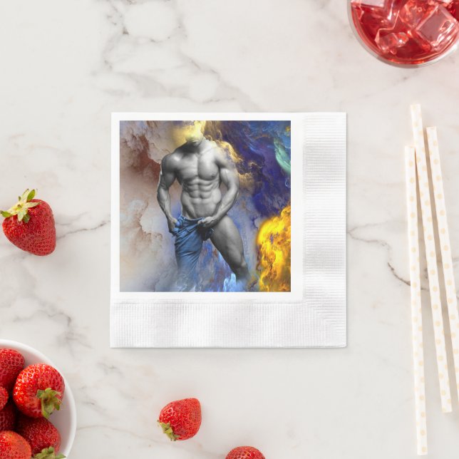 Serviette En Papier SlipperyJoe's Man steamy shirt abs six pack (En situation)