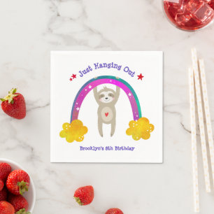 Serviette En Papier Sloth Boho Rainbow Birthday Cute Kawaii Sweet Name