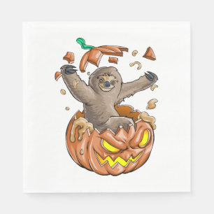 Serviette En Papier Sloth Citrouille Halloween