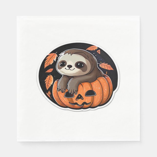 Serviette En Papier Sloth citrouille Halloween autocollant Surdimensio (Devant)
