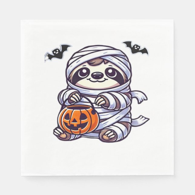 Serviette En Papier Sloth Halloween Mummy Kids Femmes Hommes Sloth Cla (Devant)
