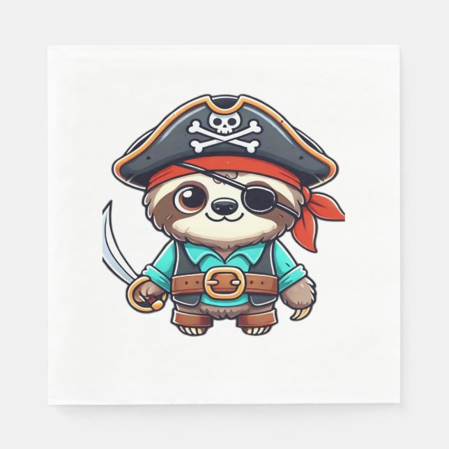 Serviette En Papier Sloth Halloween Pirate Enfants Femmes Hommes Sloth (Devant)