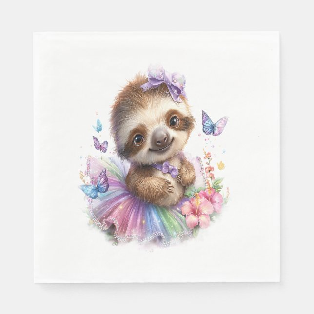 Serviette En Papier Sloth Shirt Safari Rainbow Summer (Devant)