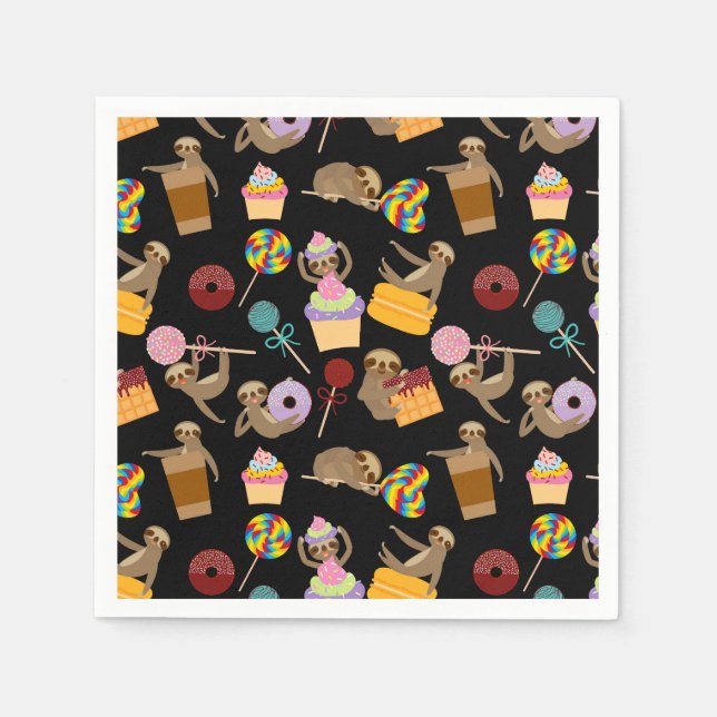 Serviette En Papier Sloth Sweet Traitements Motif (Devant)