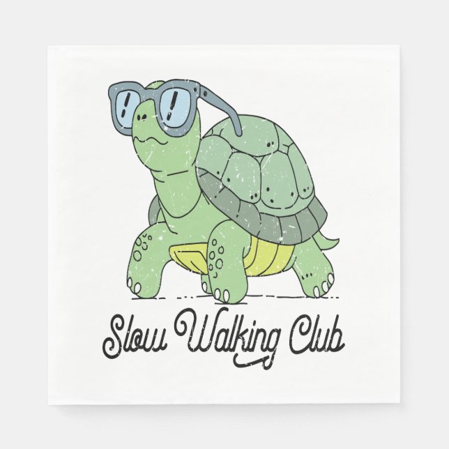 Serviette En Papier Slow Walking Club Cute Funny Turtle (Devant)