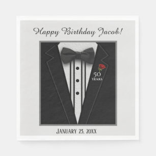 Serviette En Papier Smoking noir avec l'anniversaire de cravate d'arc