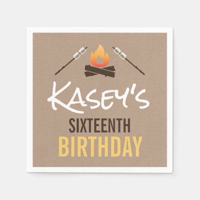 Serviette En Papier S'more Amusant Avec Les Amis Bonfire Anniversaire (Devant)