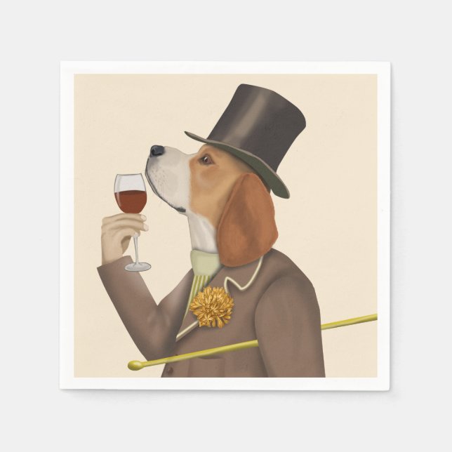Serviette En Papier Snob de vin beagle (Devant)