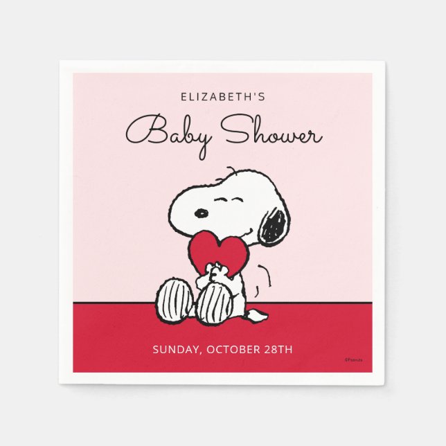 Serviette En Papier Snoopy | Little Sweetheart Baby Shower Napkins (Devant)