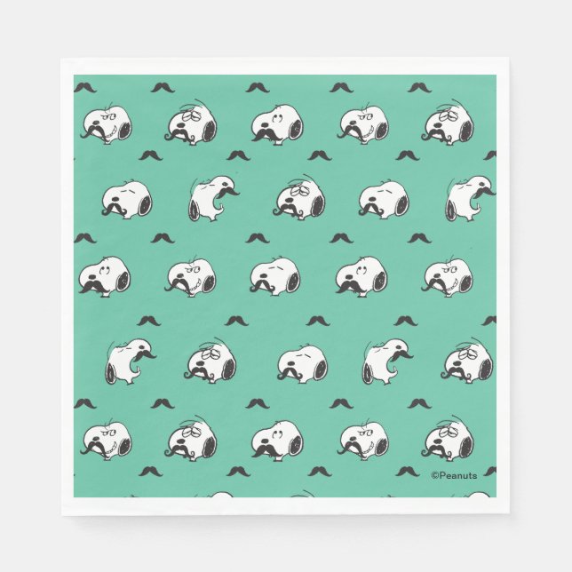 Serviette En Papier Snoopy Moustaches et Motif Turquoise (Devant)