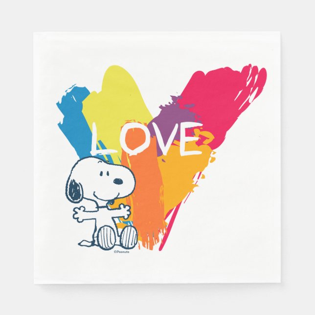Serviette En Papier Snoopy | Rainbow Love Heart (Devant)