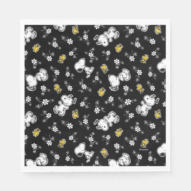 Serviette En Papier Snoopy & Woodstock Fun & Flowers (Devant)