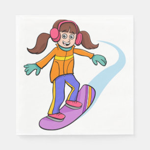Serviette En Papier Snowboard Girl