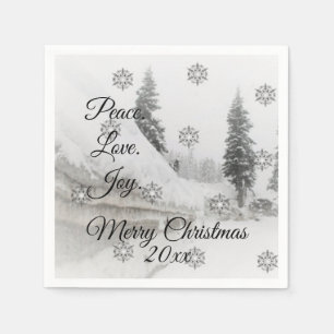 Serviette En Papier Snowfall Snowflakes Noël noir blanc sketch