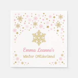 Serviette En Papier Snowflake hiver Pink Gold Baby shower d'anniversai