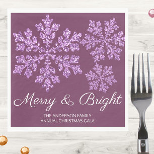 Serviette En Papier Snowflake Plum Bling Mini fête de Noël