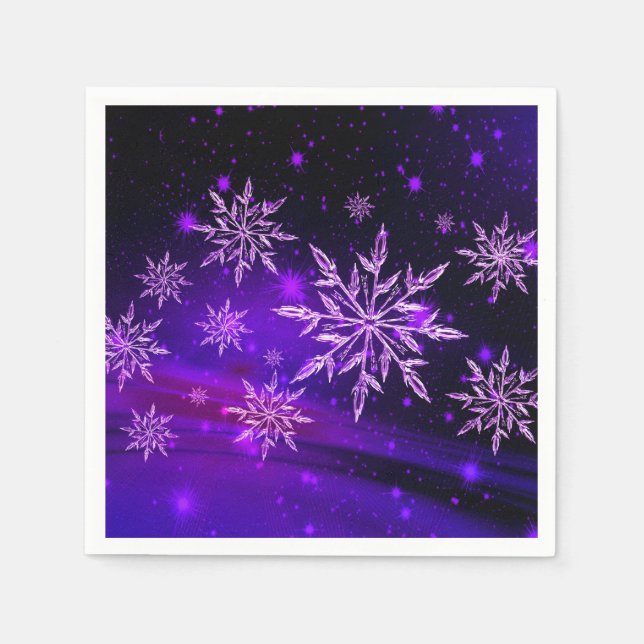 Serviette En Papier Snowflake rose violet hiver mignon (Devant)