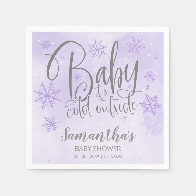 Serviette En Papier Snowflakes Baby It's Cold Outside Baby shower Napk (Devant)