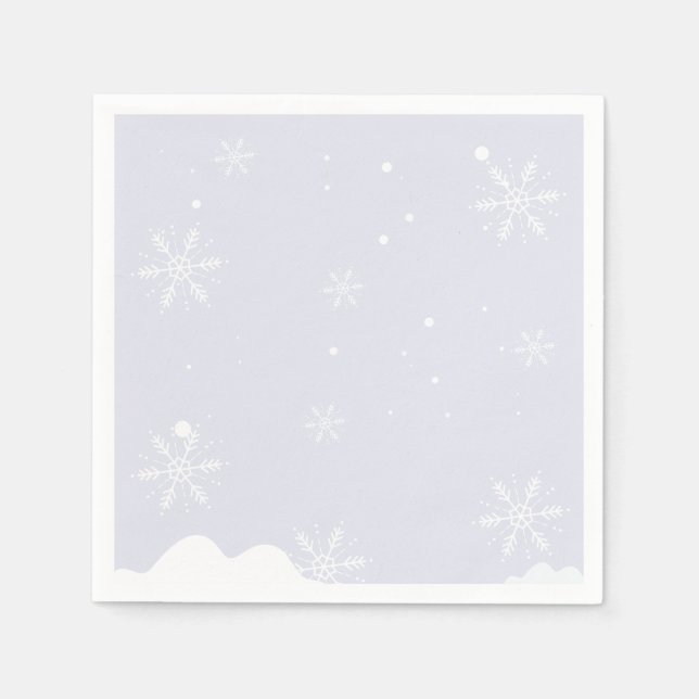 Serviette En Papier Snowflakes givré fête d'anniversaire (Devant)