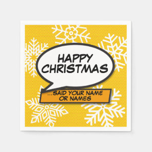 Serviette En Papier Snowflakes Speech Buble Fun Retro Comédie Livre