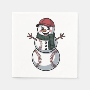Serviette En Papier Snowman Baseball Noël Père Noël Baseball Sport
