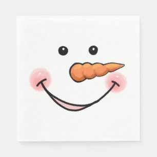 Serviette En Papier Snowman Face Carotte Nez Napkin