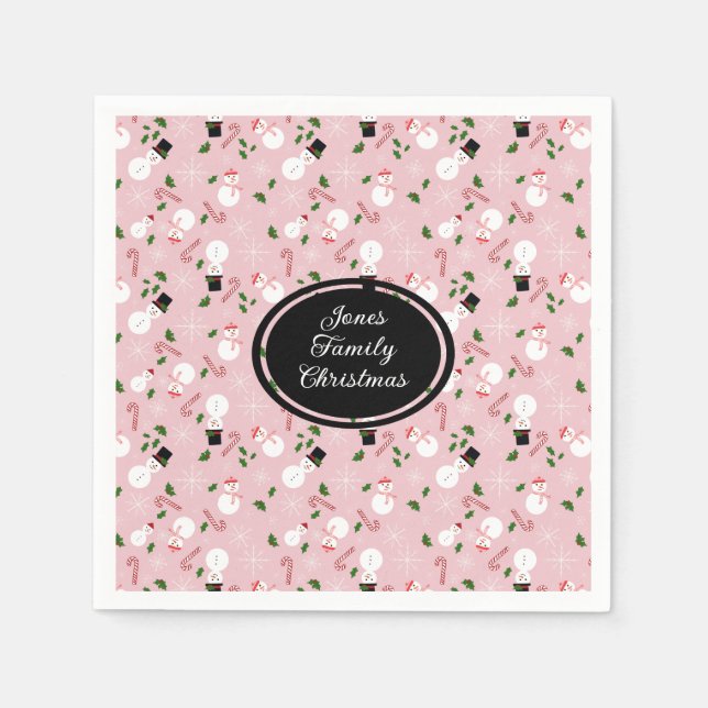 Serviette En Papier Snowman Fête de Noël Fête de Noël Personnalisée (Devant)