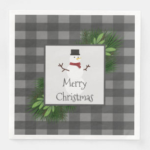 Serviette En Papier Snowman Gris Buffalo Plat Papier Napkin