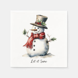 Serviette En Papier Snowman Napkin Editable