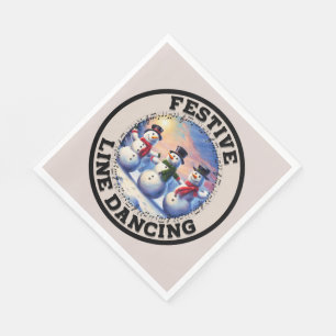 Serviette En Papier Snowmen Festif Line Dancing