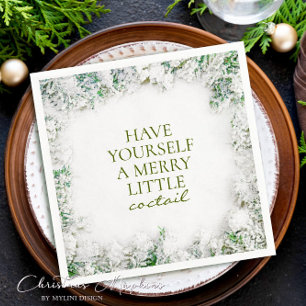 Serviette En Papier Snowy Merry Little Cocktail Napkins de Noël